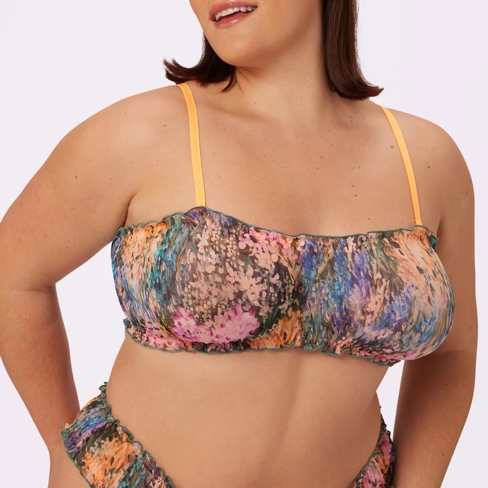 NWT Parade Sheer Romance Flutter Bralette in Watercolor